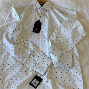 Ben Sherman White Shirt with Blue Dots